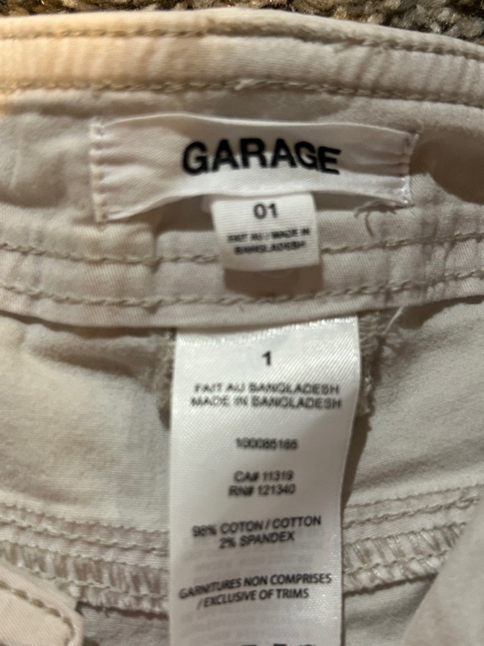 GARAGE Off-White Cotton Blend Pants